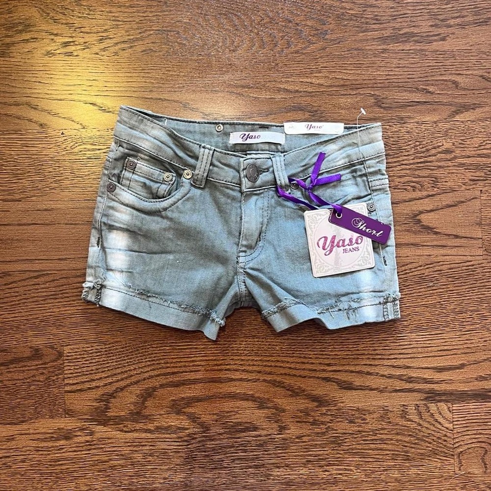 Y2K DEADSTOCK Acid Wash Gray Low Rise  Denim Shorts Size 00-0